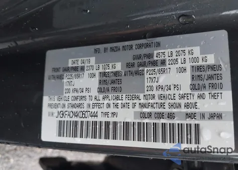 2019 Mazda Cx-5 Touring z USA, uszkodzony, nr VIN JM3KFACM4K0607444